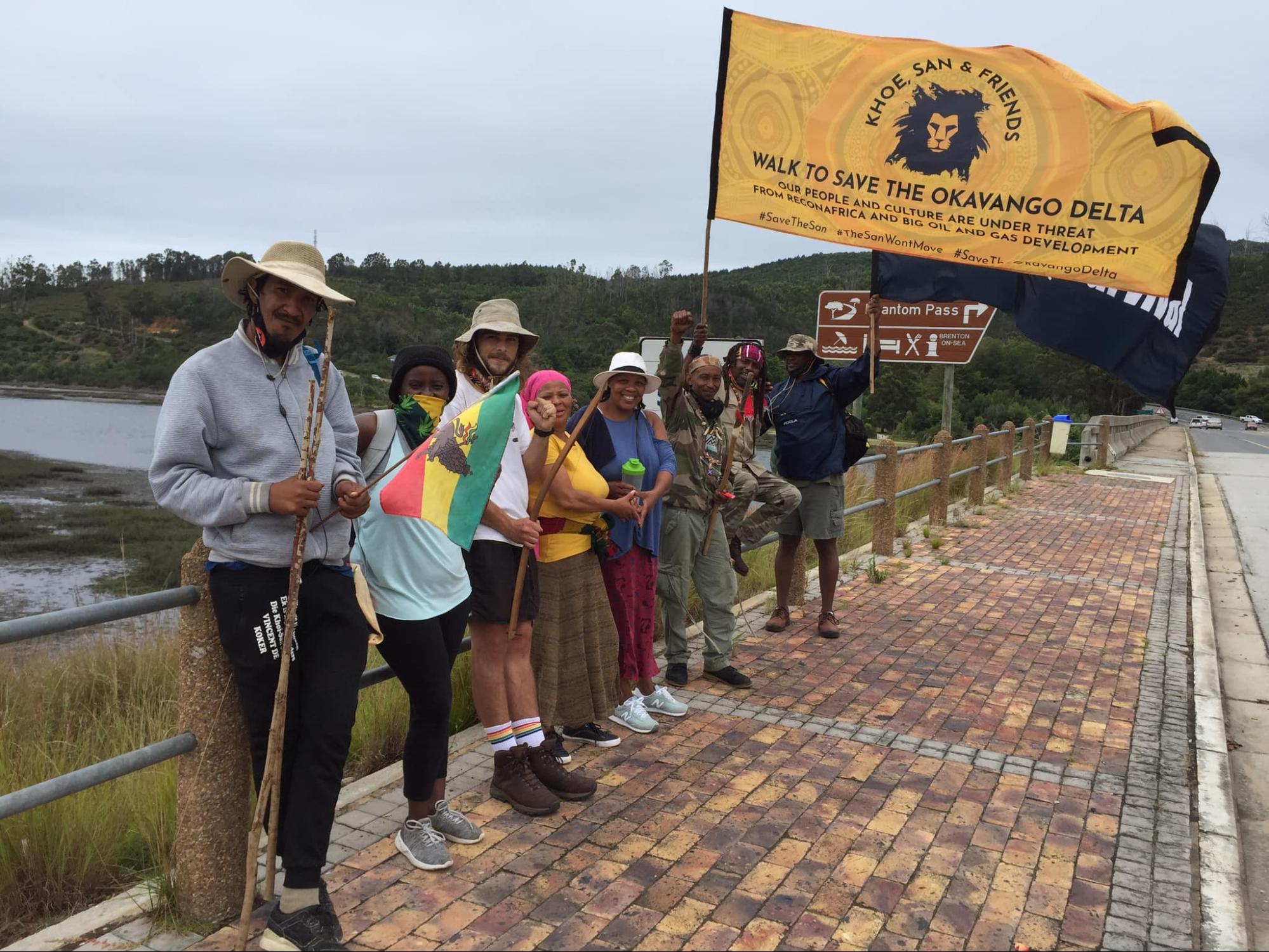 protestors with sin about saving OkavangoDelta.