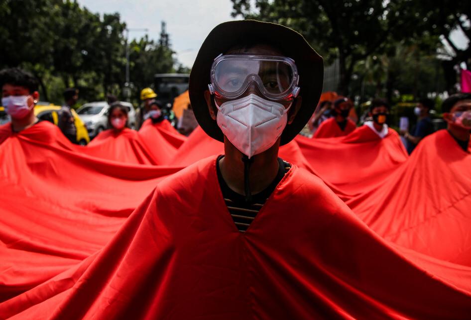 A Sea of Blood flows through central Jakarta during the Asia Climate Rally.